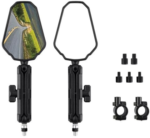 Rétroviseur Moto Universel Pliant Certifié E24 Pivotant à 360° Filetage 8/10mm Pour Motos, Scooters et ATV avec Guidon 22mm(7/8)