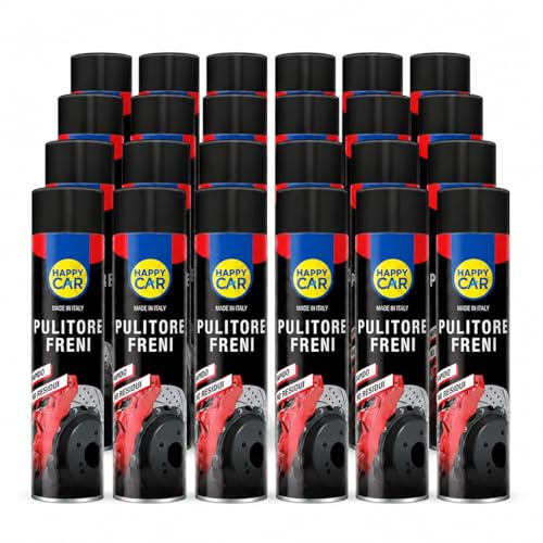HappyCar Pulitore Freni Spray per Pulizia Auto e Moto 600ml - Detergente Professionale per Dischi, Tamburi e Pinze - Rimuove Grasso, Olio e Polvere - Made in Italy (24 unità)