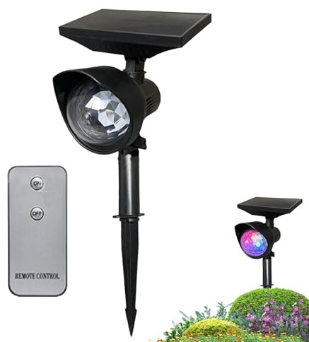 Luci Per Proiettori Solari Da Esterno - Impermeabili Per Le Vacanze Di Natale | Proiettore Solare Natalizio | Luci Esterne A LED Per Le Vacanze | Faretto Solare Multicolore Impermeabile Con Telecomand