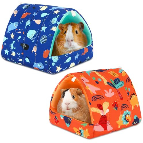UPINS 2Pcs Guinea Pig Hideout,Guinea Pig Bed Houses Washable Small Animal House Cage Accessories for Dwarf Rabbits Chinchillas Hamsters Hedgehogs Ferrets Bearded Dragons and Rats