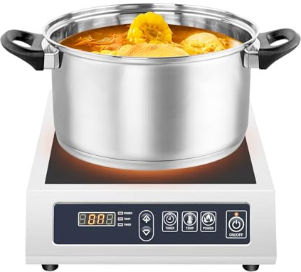 Poyujkyhr 3 500 W Induktionshäll, 1 Platta, 23 cm, Induktionshäll, 11 Effektnivåer, Temperaturreglering, Induktionsspis med Timer och Torrkörskydd, Kokplatta för Hushåll, Handel, Camping