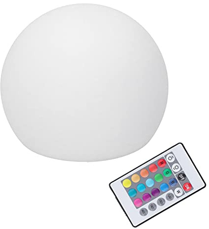 Keenso RGBW Klotlampa Nattljus med Fjärrkontroll för Dekorativ Belysning i Sovrummet, LED-kulljus 16 Färger Dimbar 4 Lägen 15x15cm