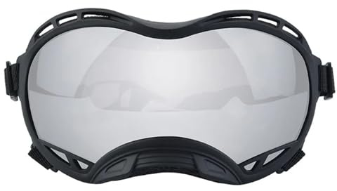 Hundglasögon, retro hundglasögon husdjursglasögon för stora hundar, UV-resistenta, vindtäta, solglasögon husdjur, motorcykelglasögon utomhus, snygga hundsolglasögon (svart-silver, S)