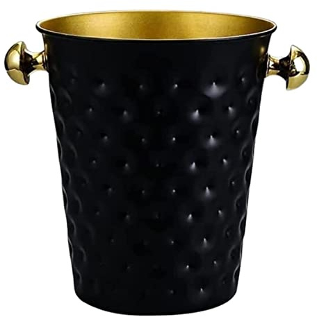 DANNMPX Secchiello Ghiaccio Secchiello per Ghiaccio in Acciaio Inox per Bar Bevande Refrigerate per Champagne Refrigerante Raffreddatore(Black)