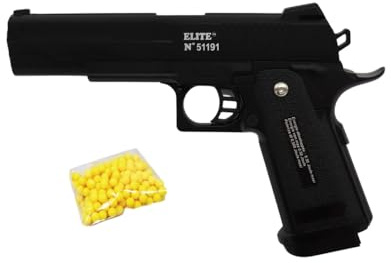 Airsoft Réplique Pistolet à Billes en Métal 23 cm avec 18 Billes incluses – Ludique et Robuste, Tir Coup par Coup, Puissance 0,30 Joule