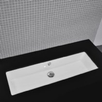 Lacava Under-counter porcelain lavatory with an overflow, unglazed exterior, 35 1/2W, 13D, 6 7/8H White Aquagrande