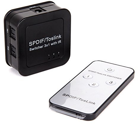 Duronic TosLink Switch Digital Optical Audio 3 x 1 Switcher - switch for up to 3 devices Apple TV, PlayStation, Projector, DVD Player