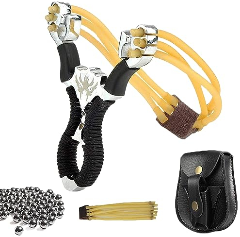 Huntingdoor Zwille Steinschleuder Profi für Jagd Edelstahl Schleuder Set Outdoor Jagdschleuder Katapult Sportschleuder Leistungsstarke Slingshot mit Zubehör