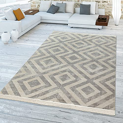 TT Home In-& Outdoorteppich Wetterfest Balkon Teppich Küche Rauten Design Soft Skandi Design Geometrisches Design, Größe:120x170 cm