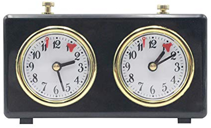 KANUBI Professional Wooden Mechanical Chess Clock Countdown Timer 2 Settings Black