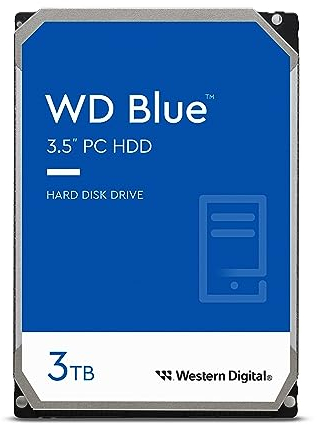 WD Blue 3 TB, 3,5 Zoll (interne HDD, hohe Zuverlässigkeit, SATA 6 Gbit/s-Schnittstelle, 256 MB Cache, WD F.I.T. Lab-zertifizierte Kompatibilität mit vielen Computern)