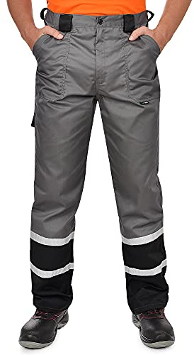 BWOLF Char arbetsbyxor, män, klassisk med reflekterande ränder, arbetsbyxor, män, 5 multifunktionella fickor i blå/grå