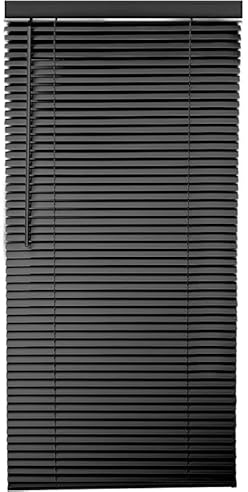 PVC Venetian Blinds Easy Fit Curtains Trimmable With Metal Headrail & Fittings Windows Treatment Shutters Twist Open Close Pay only 1 Flat shipping £3.99 for multiple buying (Black, 240W x 150L)