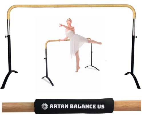Ballettstange tragbar für Zuhause oder Studio, 1.8 m ausziehbar auf 3.6 m Stange mit gebogener Form, höhenverstellbar von 68.6 cm bis 111.8 cm, ideal für Stretch, Einzelstange, Kinder Erwachsene