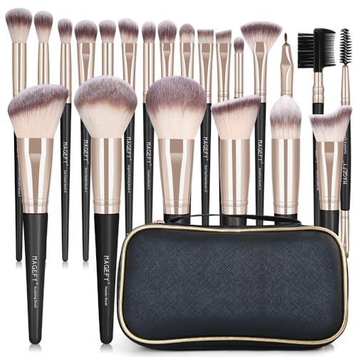 Make up Pinsel Set MAGEFY Professionelles 22 Pcs Pinselset Makeup Schminkpinsel Kit Foundation Lidschatten Kosmetikpinsel Set mit Pu Leder Tasche