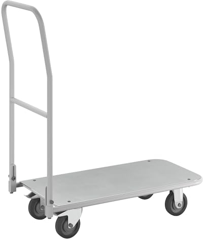 eurokraft | pro | ESD-Plattformwagen | Ladeflächen-LxB 850 x 430 mm | klappbarer Schiebebügel