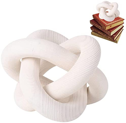 Ziurmut Nodo in Legno a 3 Maglie, Decorazione Nodo in Legno Massiccio, Catena Decorativa intagliata a Mano, Nodo Decorativo in Legno Intagliato a Mano Rustico estetico