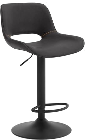 WOLTU Barhocker höhenverstellbar, Barstuhl drehbar, Bar Hocker modern, Kunstleder Stuhl, Tresenhocker, Bistrostuhl, Drehhocker, mit Rückenlehne Fußstütze, aus Metall, Anthrazit, BH402an-1