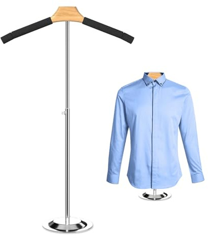 Acfunique Kläddisplaystativ 1-pack, 45 – 89 cm höjd justerbar, skjortställ axelstativ, bärbar hängare för skjortor, jackor, tröjor, klänningar, rockar, tröjor, silver