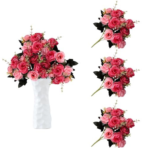 astylishome Artificial Flowers Outdoor 36 Bundles Rose Resistant Plants Faux Plastic Greenery Shrubs Indoor Outside for Home Wedding Office Table Decoration Gift 0103