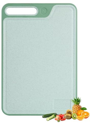 AiQInu Tagliere da Cucina in Plastica, 37x25 cm Rettangolare Taglieri Cucina con Manici Antiscivolo, Cutting Board per Verdure, Frutta, Carne, Verde