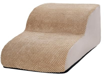 Folpus Escaleras para Perros escaleras para Mascotas para Cama Alta y sofá, con Cubierta Lavable, Suave y 2 escalones para Perros para Gatos Perros Mayores, Beige