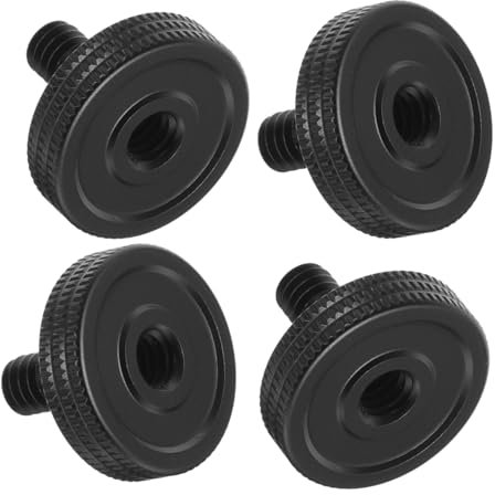 SECFOU Vite a Testa Zigrinata 1/4 Di Pollice Per Montaggio Fotocamera, Adattatore a Sgancio Rapido Per Staffa a l e Accessori Fotografici, Set Da 4 Pezzi Per Uso Treppiede e Flash