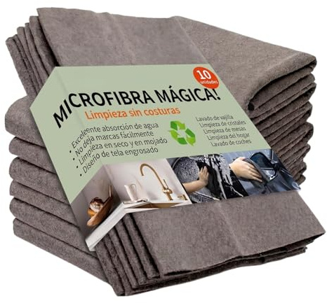 bergxperten cleanmax paños mágicos, paños de Limpieza de Microfibra 10 Unidades 30x40cm, bayetas Reutilizables Ultra absorbentes sin Pelusas para Cristales Ventanas Cocina hogar Espejo