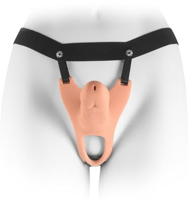 FOPS Strap-On cavo per uomini 15 cm, pene realistico estensibile, dildo da allacciare con vene, apertura scrotale, cintura regolabile, guaina cavo in silicone per coppie umschnall-dildos D62