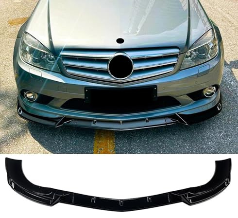 Auto Perfectionists Front Splitter Spoiler Lip Compatible With Mercedes C Class W204 AMG Line 2007-2010 Gloss Black