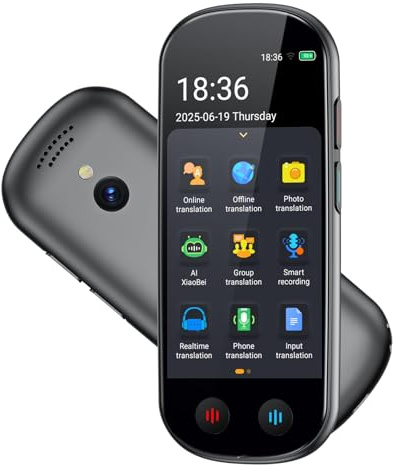 Traducteur Vocal Avec Traduction Vocale 150 langues et Accents Avec WiFi/hors ligne/Photo Pour les Voyages, l'apprentissage et les affaires,Noir