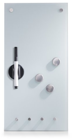 Zeller Present 11610 Tableau Mémo en Verre Muni de Crochets Blanc 20 x 4 x 40 cm