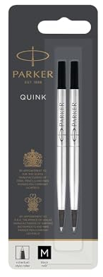 Parker Rollerball Pen Refills | Medium Point | Black QUINK Ink | 2 Count