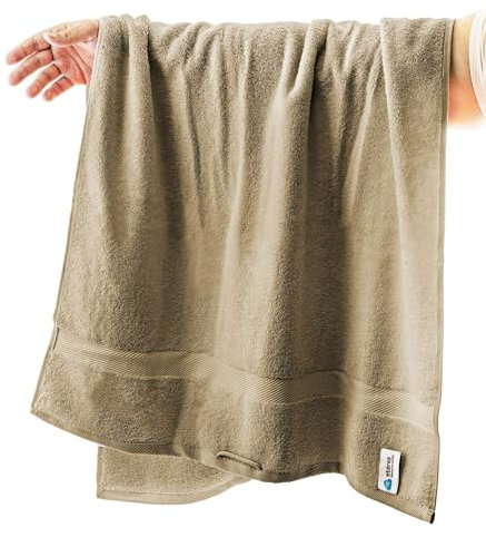 etérea Carli Frottee Handtücher Set - 100% Baumwolle - Oekotex 500 GSM - Bath Towel Frottiertücher - Badetuch, Duschtuch 70x140 cm- Taupe