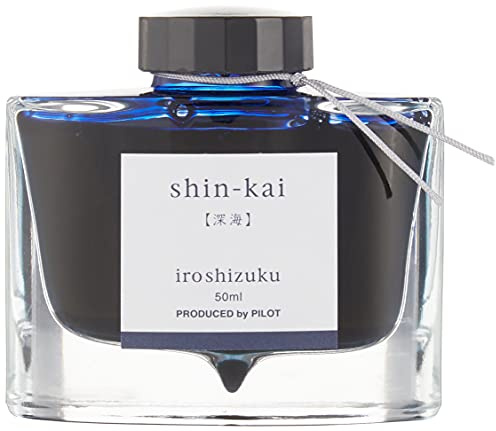 PILOT Iroshizuku Bottled Fountain Pen Ink, Shin-Kai, Deep Sea, Blue Black (69225)