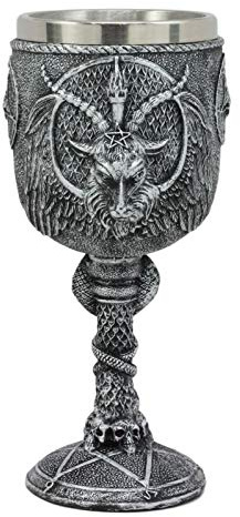 Pacific Giftware Satanic Cult Baphomet Wine Goblet Made of Polyresin with Stainless Steel Rim