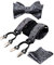 Alizeal Herren verstellbare Blumen Paisley selbst gebundene Fliege, Einstecktuch und elastische Y-Form 6 Clips Hosenträger Set, grau