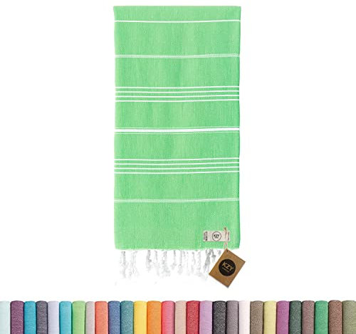 KZY LONDON Toalla de playa turca grande para camping, natación, gimnasio, secado rápido, absorbente, ligera, algodón de 90 x 180 cm, toallas de baño para adultos (verde)