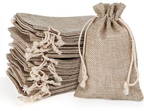 Homewit Baumwolle Kleine Beutel mit Kordelzug,30 STK Jutesäckchen 10 * 15cm Baumwolle Stoffbeutel Natur Säckchen Wiederverwendbare Geschenktüte Jute für schmuck Geburtstagsfeier Weihnachten