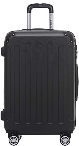 BEIBYE- Hartschalenkoffer Koffer Trolley Rollkoffer Reisekoffer Zahlenschloß 4 Zwilings-Rollen (Black, Large-76cm)