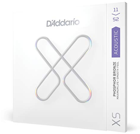 D'Addario Gitarrensaiten Akustikgitarre | Gitarrensaiten Westerngitarre | Ultra haltbare Premium-Saiten für Westerngitarre | XSAPB1152 | Beschichtete Phosphor Bronze | Custom Light (11-52)