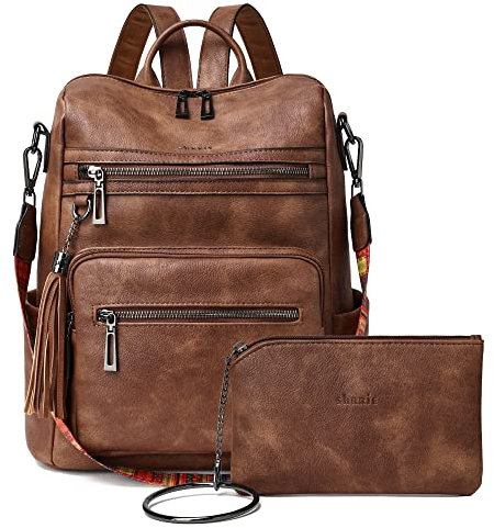 Shrrie Backpack Purse for Women Leather Backpack Fashion Designer Convertible Shoulder Bag