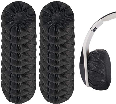 Yizhet Fundas Auriculares Desechables, 200 Piezas 8cm Cubierta para Auriculares de 7-8,5cm / 2,75-3,34 Pulgadas, Tela no Tejida Elásticas, Antisudor Sanitarios, Negro