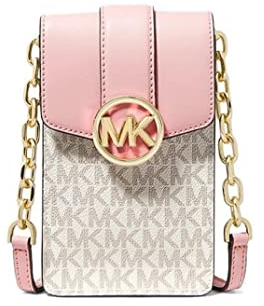 MICHAEL KORS Carmen Small Logo Smartphone Crossbody Bag (Powder Blush Multi)