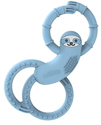 Dr. Brown's Flexees Teether, Blue Sloth, Soft 100% Silicone Baby Teether, BPA Free, 3m+, 1 Pack
