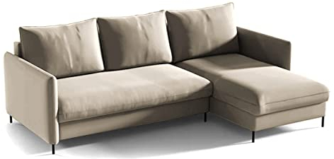 Bettso-Ecksofa mit Schlaffunktion und Bettkasten, Couch für Wohnzimmer, Schlafsofa Federkern Sofagarnitur Polstersofa Wohnlandschaft mit Bettfunktion (L 220cm x B145cm x H 98 cm)-BELIS…