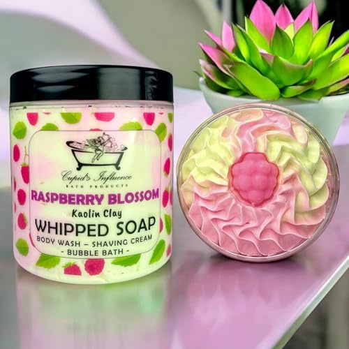 Raspberry Blossom Whipped Soap | Kaolin Clay Body Wash | Shaving Foam | Luxurious Shower Whip