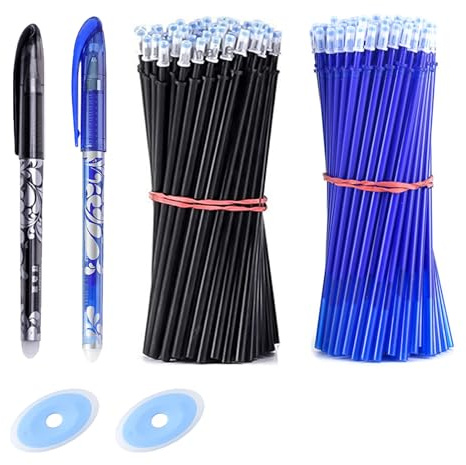 55PCS Recambios Bolígrafo Borrable 0.5mm, Repuesto Borrables, Incluye 3 Bolígrafos y 2 Borradores, Tinta Termosensible, Ideal para Oficina y Estudiantes, Compatible con Pilot Frixion (44pcs)