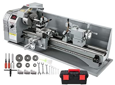 Mini máquina de torno de metal 8.7 X 29.5 pulgadas / 220 X 750 MM 750 W LED de velocidad infinitamente variable for perforación de torneado de cara contraria Materiales de construcción