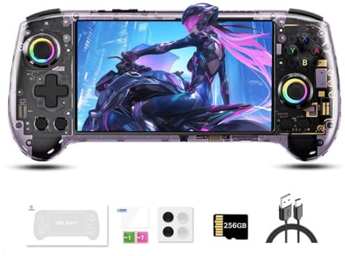 RCXTechPro RG557 Handheld Game Console, with 256GB Game Card 5.48-Inch AMOLED Screen Android 14 Dimensity8300 Processor Handheld Retro Emulator RAM 12GB LPDDR5X/256GB UFS4.0 Game Player